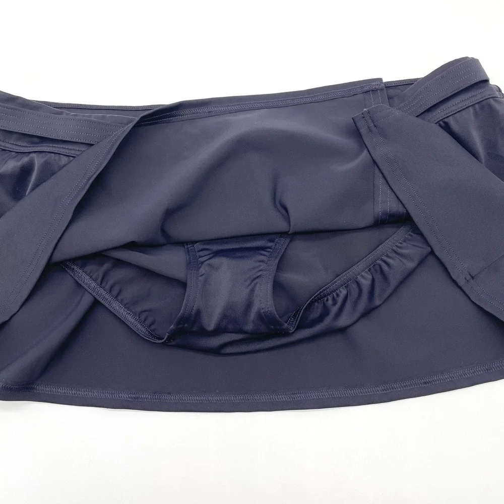 Lands End Womens Swim Skirt 14P Black Resort Coastal Modest‎ Beach Preppy